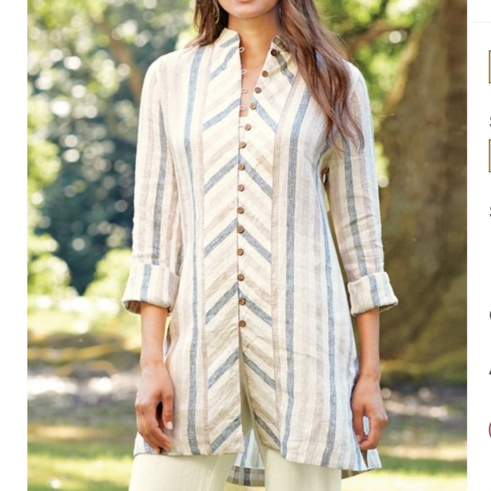 Soft Surroundings 100 % Linen Inez Tunic